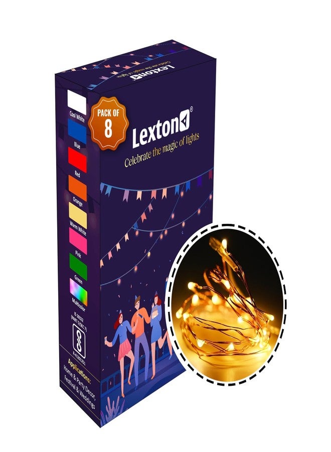 Lexton 10 m Led Copper String Light | USB Sourced | Warm White | for Indoor & Outdoor Decorations, Diwali, Christmas, Wedding, Party, Lawn | Pack of 8 - Image 2